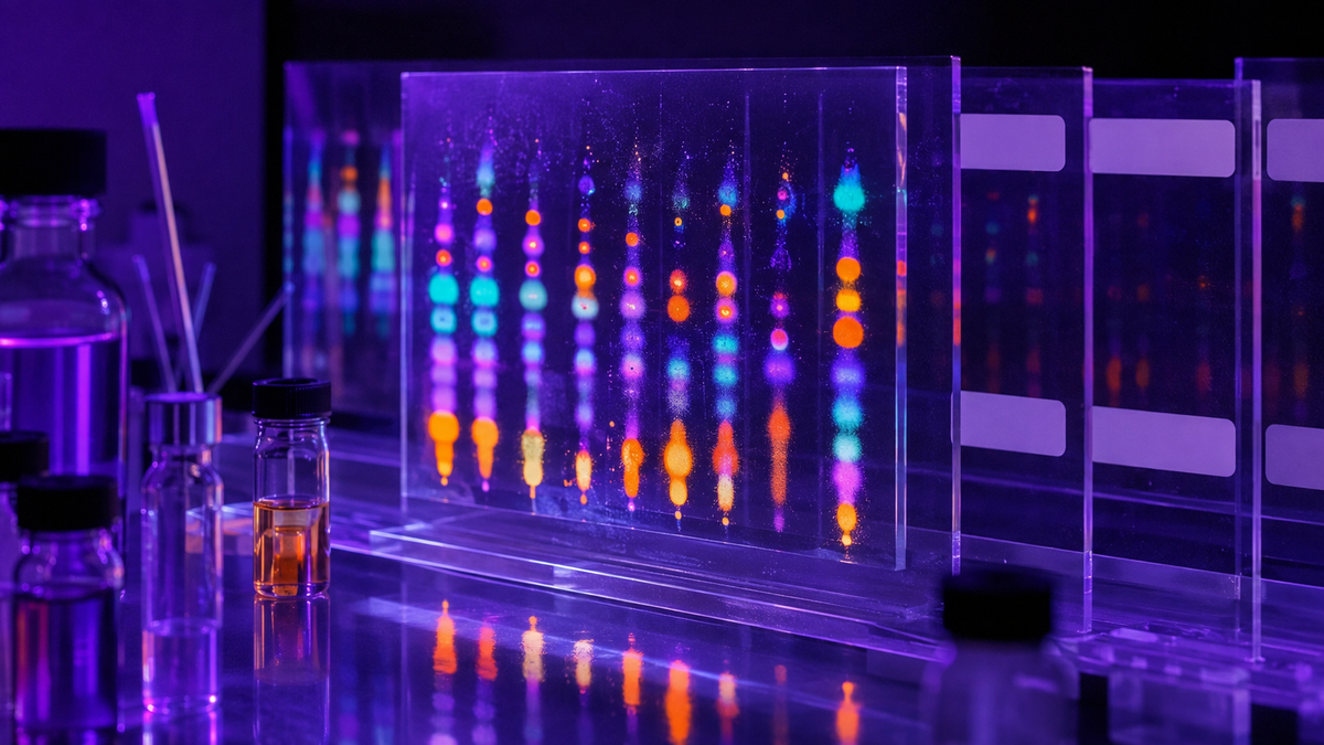 UV perfume chromatography editorial visualization for The EU Fragrance Allergen Deadline Passed on July 31. None of the New Names Are on Our Labels.