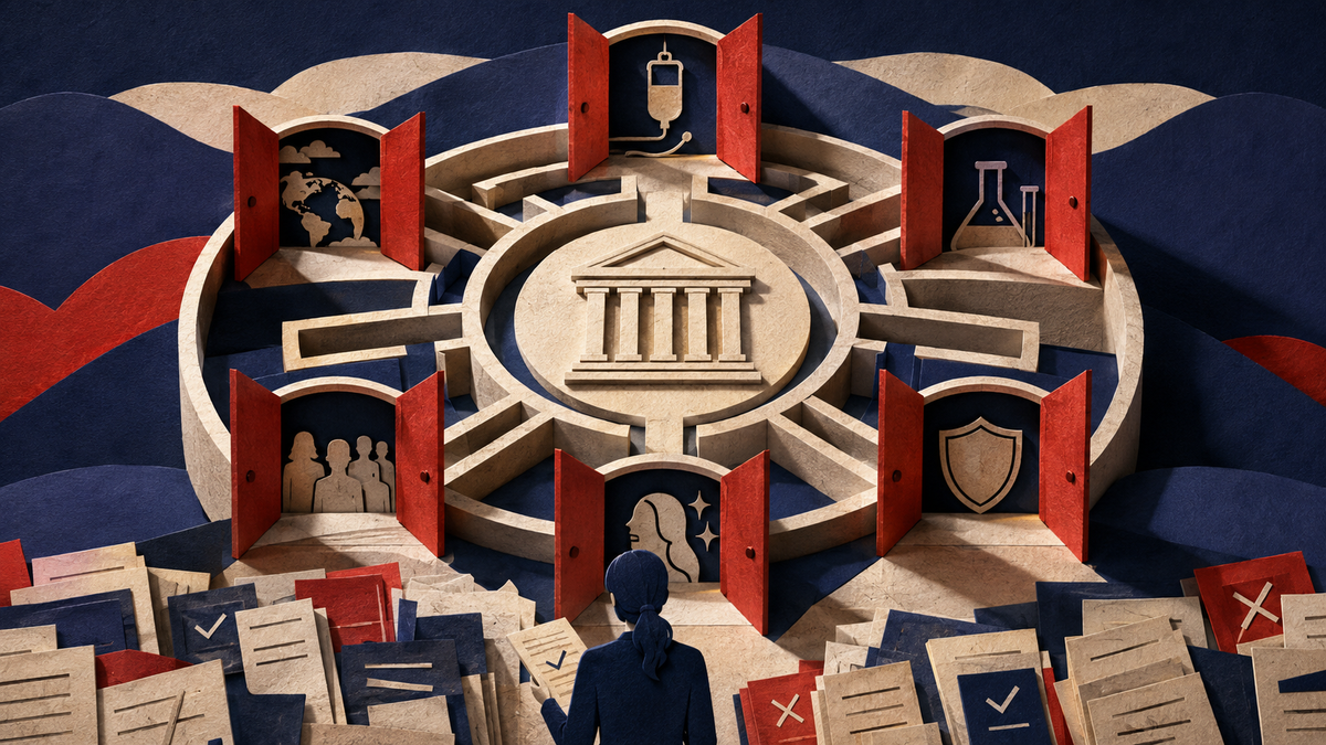 kirigami legal maze editorial visualization for Korea Banned the Sale of Animal-Tested Cosmetics. The Law Has Six Exceptions, and 'Cruelty-Free' Doesn't Tell You Which One Applied.