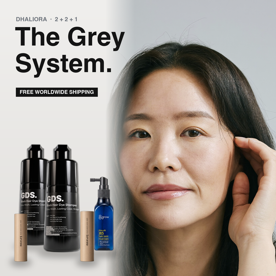 The Grey System — 2 GDS shampoos, 2 cover sticks, 1 scalp tonic, free worldwide shipping