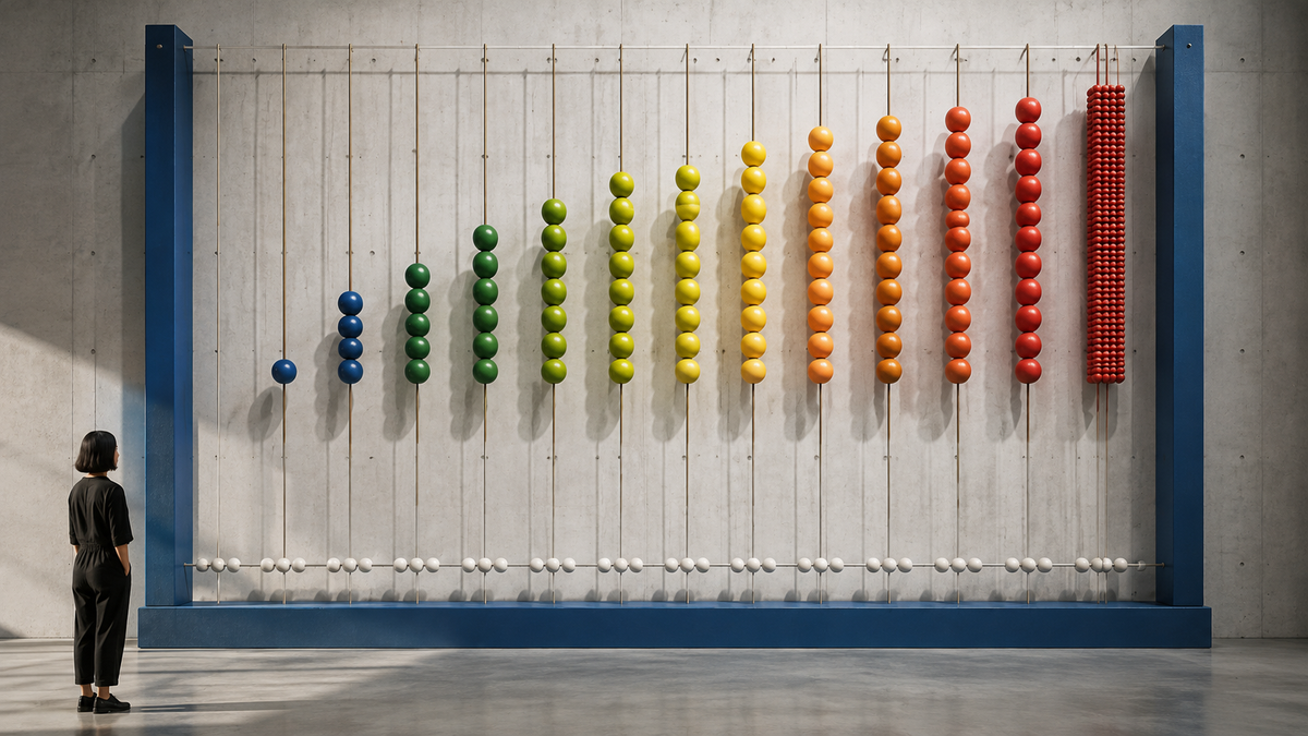 room-scale bead abacus installation editorial visualization for Ingredient Counts Run From 1 to 87 in Our Catalog. No Study Says the Number Predicts Anything.