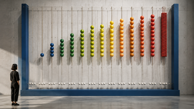 room-scale bead abacus installation editorial visualization for Ingredient Counts Run From 1 to 87 in Our Catalog. No Study Says the Number Predicts Anything.