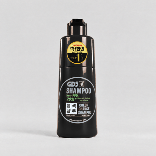GDS Hair Dye Shampoo, Black — renewed Non-PPD two-part bottle (150ml + 150ml)