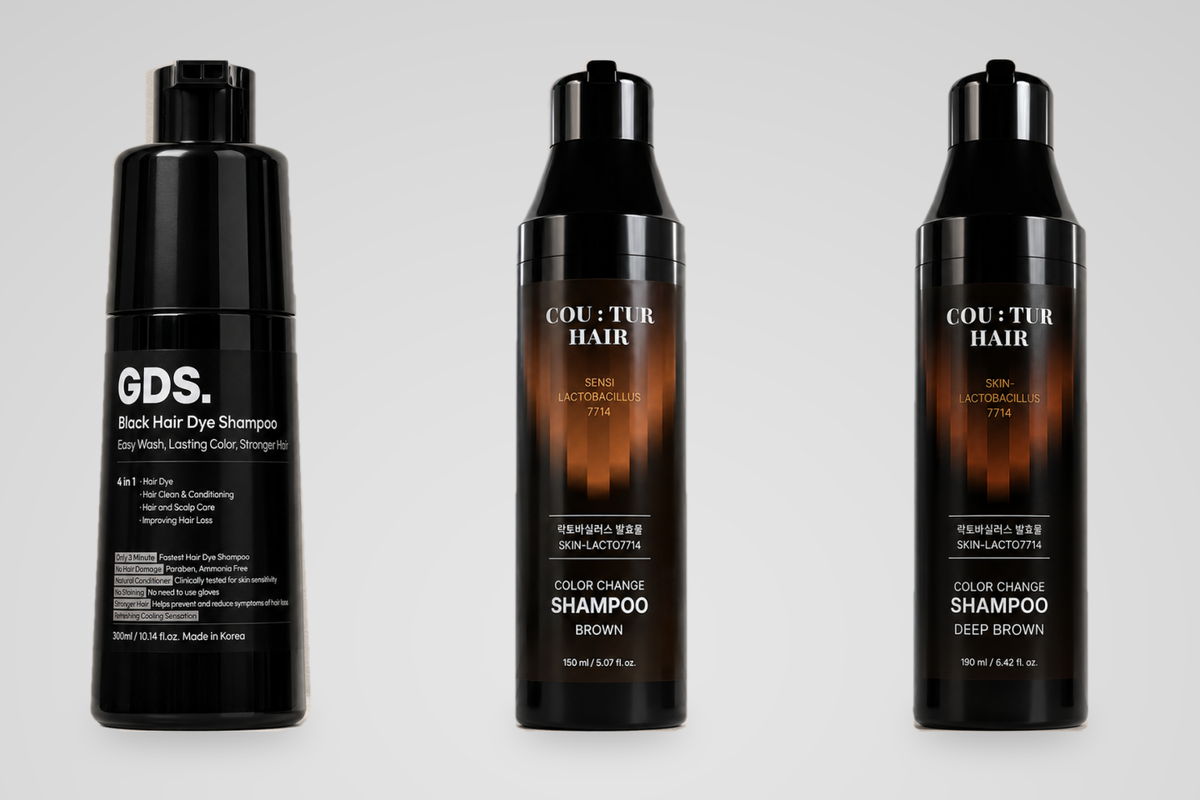 Previous packaging: GDS Black, Couture Brown and Couture Deep Brown bottles side by side