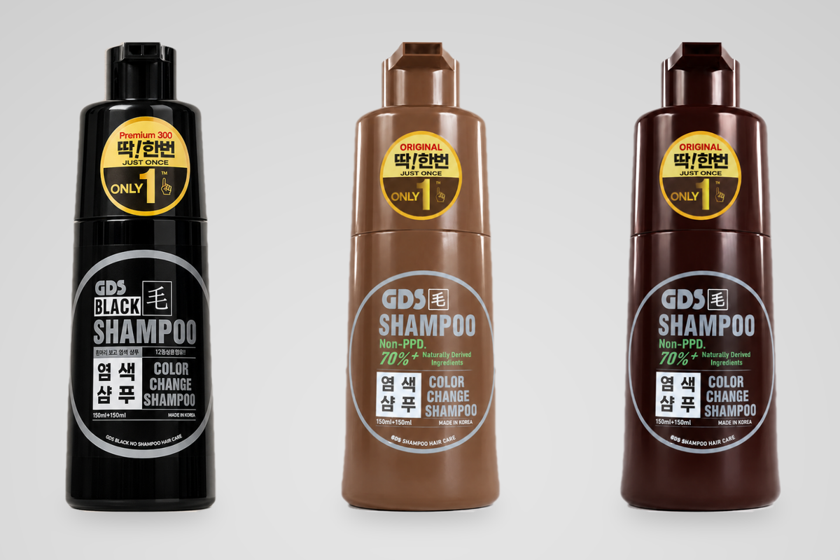 New packaging: GDS Black, GDS Brown and GDS Dark Brown bottles side by side