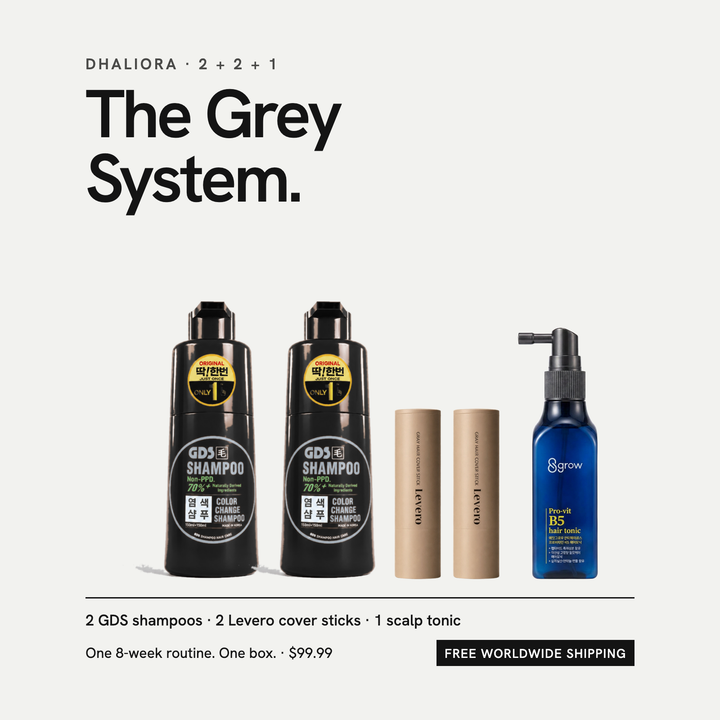 The Grey System Kit — 2× GDS Shampoo + 2× Cover Stick + 1× Scalp Tonic