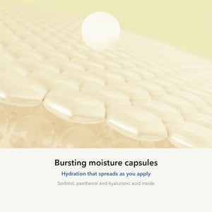 Bursting moisture capsules with sorbitol, panthenol and hyaluronic acid