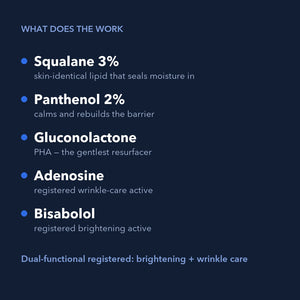 S.NATURE eye cream key actives: squalane, panthenol, gluconolactone PHA, adenosine, bisabolol